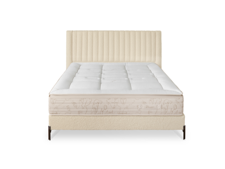 Matelas Lorelei blanc avec sommier et tête de lit blanche Géant du Meuble